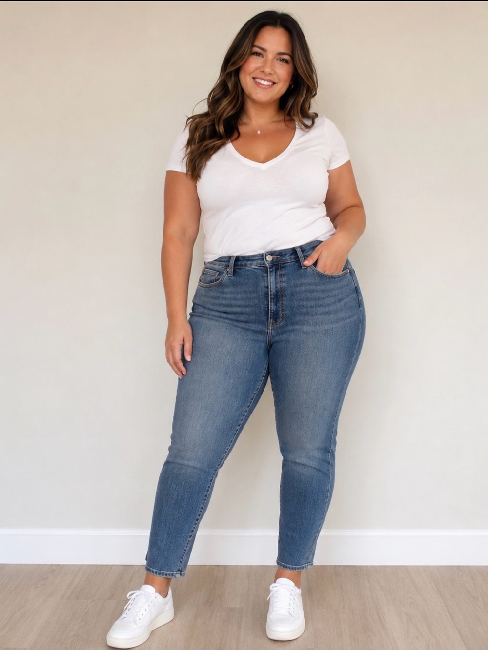 Express Medium Blue High-Rise Ankle Skinny Jeans - Classic Wash